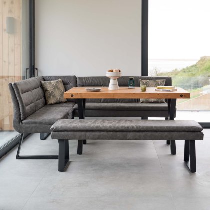 Urban 150cm Dining Table with Industrial Corner Bench & Low Bench in Grey