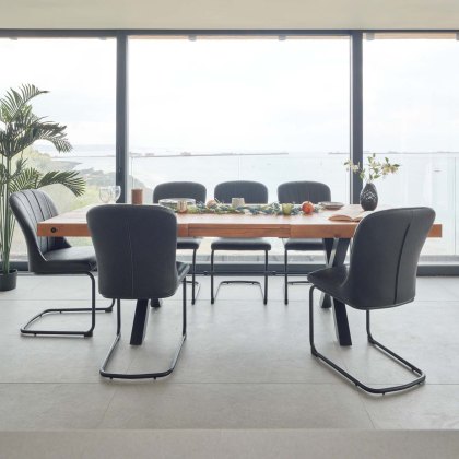 Urban 180-240cm Extending Dining Table with 6 Firenza Chairs in Black