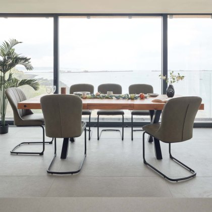 Urban 180-240cm Extending Dining Table with 6 Firenza Chairs in Green