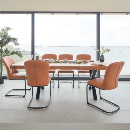 Urban 180-240cm Extending Dining Table with 6 Firenza Chairs in Tan