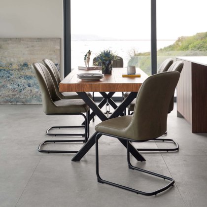 Urban 180cm Dining Table with 6 Firenza Chairs in Green