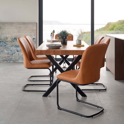 Urban 180cm Dining Table with 6 Firenza Chairs in Tan