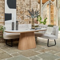 Sutton 200cm Dining Table - Ash with Frampton Corner Bench in White LHF Sutton 200cm Dining Table - Ash with Frampton Corner Bench in White LHF