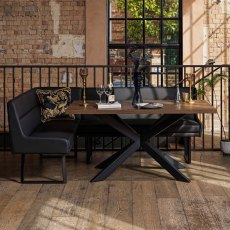 Jupiter Dining Set - Dark Oak - With RHF Corner Bench in Black Jupiter Dining Set - Dark Oak - With RHF Corner Bench in Black