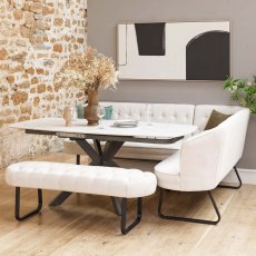Saturn White Motion Table with LHF Frampton Corner Bench & Low Bench - White Saturn White Motion Table with LHF Frampton Corner Bench & Low Bench - White