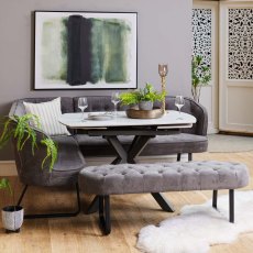 Saturn White Motion Table with RHF Frampton Corner Bench & Low Bench - Anthracite Saturn White Motion Table with RHF Frampton Corner Bench & Low Bench - Anthracite