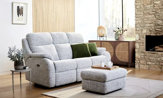 The Kingsbury range from G Plan combines graceful curves, thoughtful details and exceptional comfort. Its distinctive winged sides frame the high backrest, creating an elegant silhouette that offers superb head and neck support.