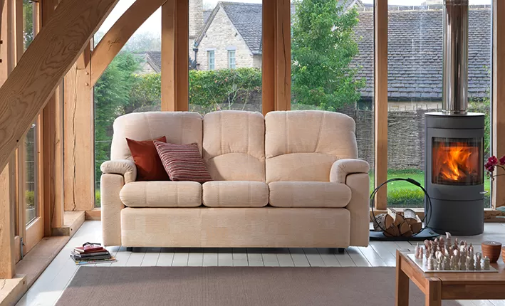 With a wide choice of lovely neutral fabric colours and subtle pattern detailing, each of our G Plan Chloe sofas are complete with lumbar support, comfortable foam seat interiors and fibre filled back cushions. Complete your living room with a durable G Plan suite, available in a variety of seating options.
