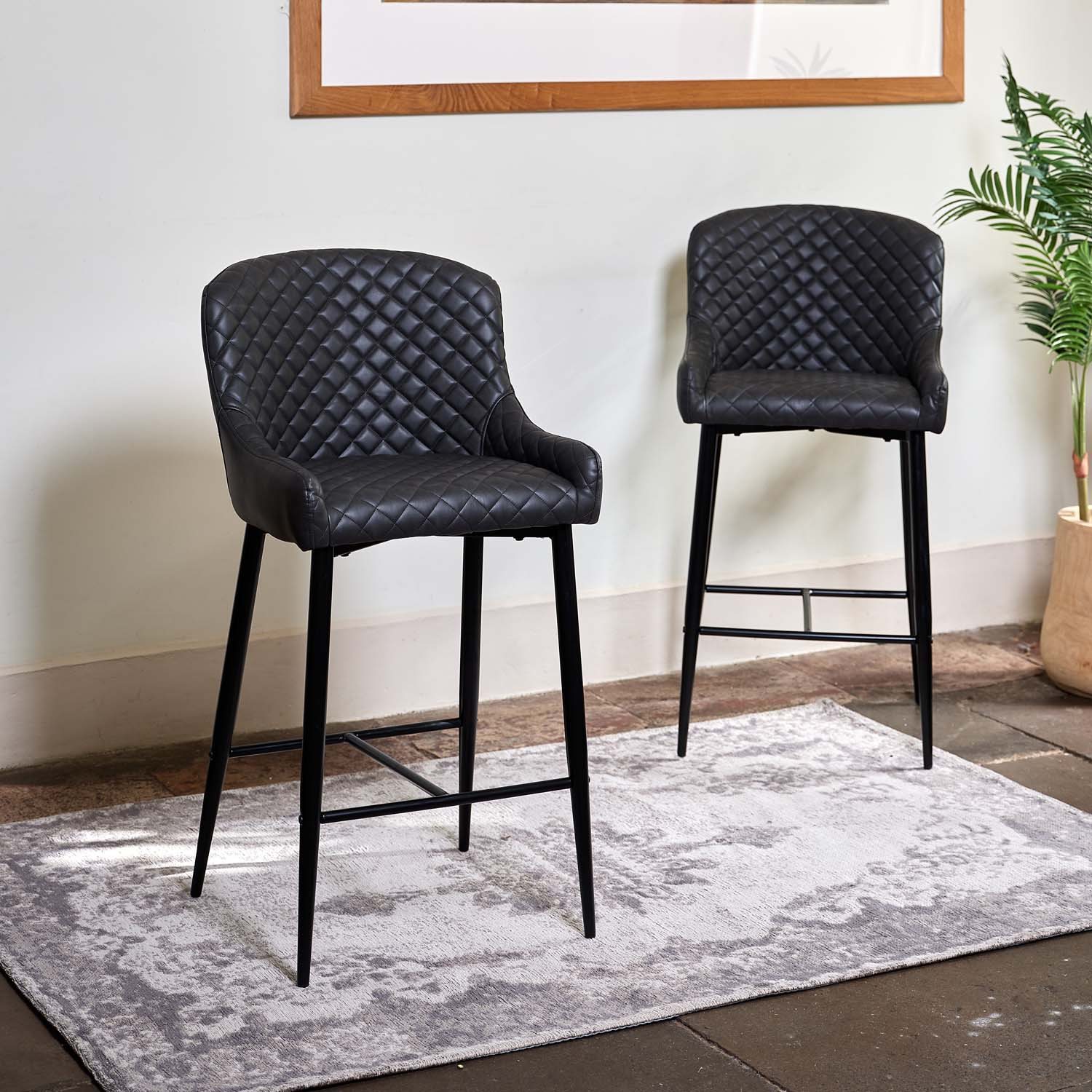 Grey quilted bar discount stools