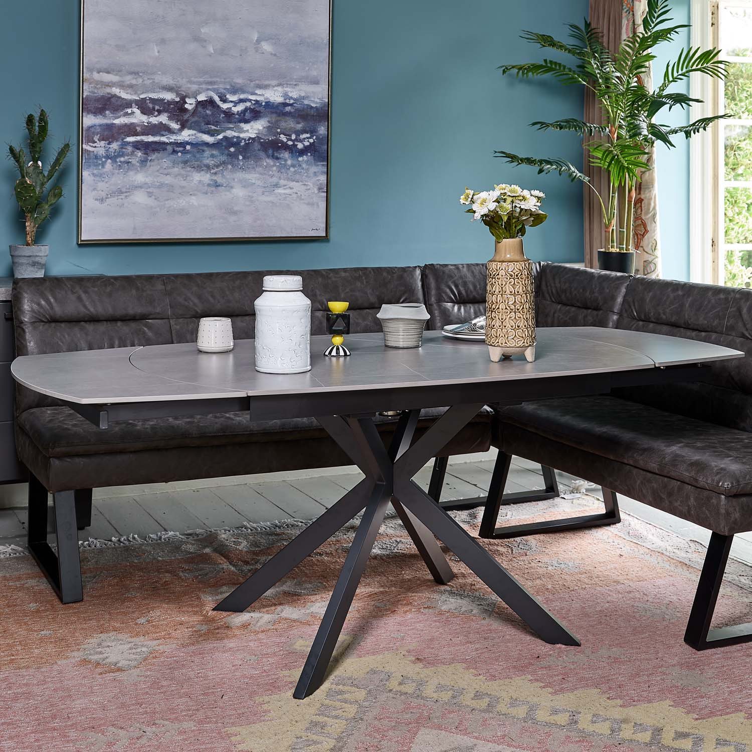 Woods Toscana Grey Motion Table with Industrial Corner Bench - Grey ...