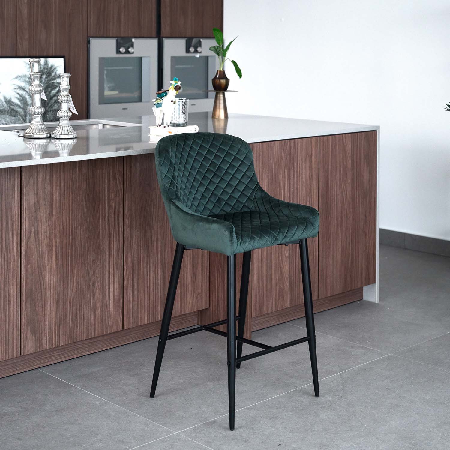 Clearance Carlton Bar Stool - Dark Green Velvet (Set of 2) - Woods ...