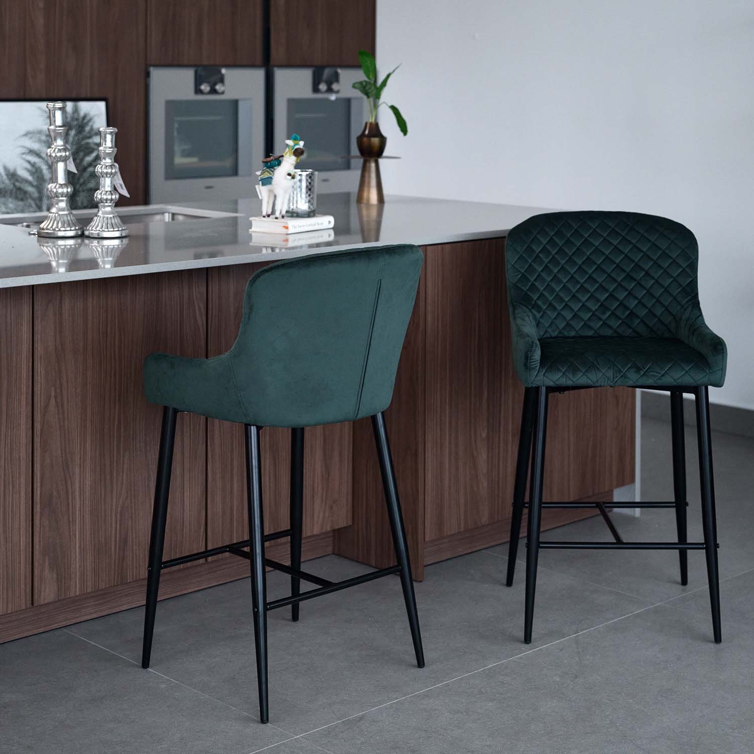 Clearance Carlton Bar Stool - Dark Green Velvet (Set of 2) - Woods ...