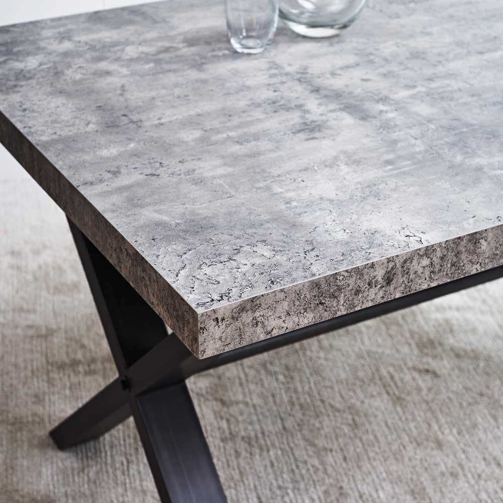 Industrial Style Concrete Effect Dining Table - Woods Furniture