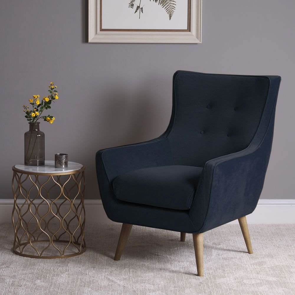 Scott Armchair - Navy Velvet | Armchair - Navy - Woods Furniture