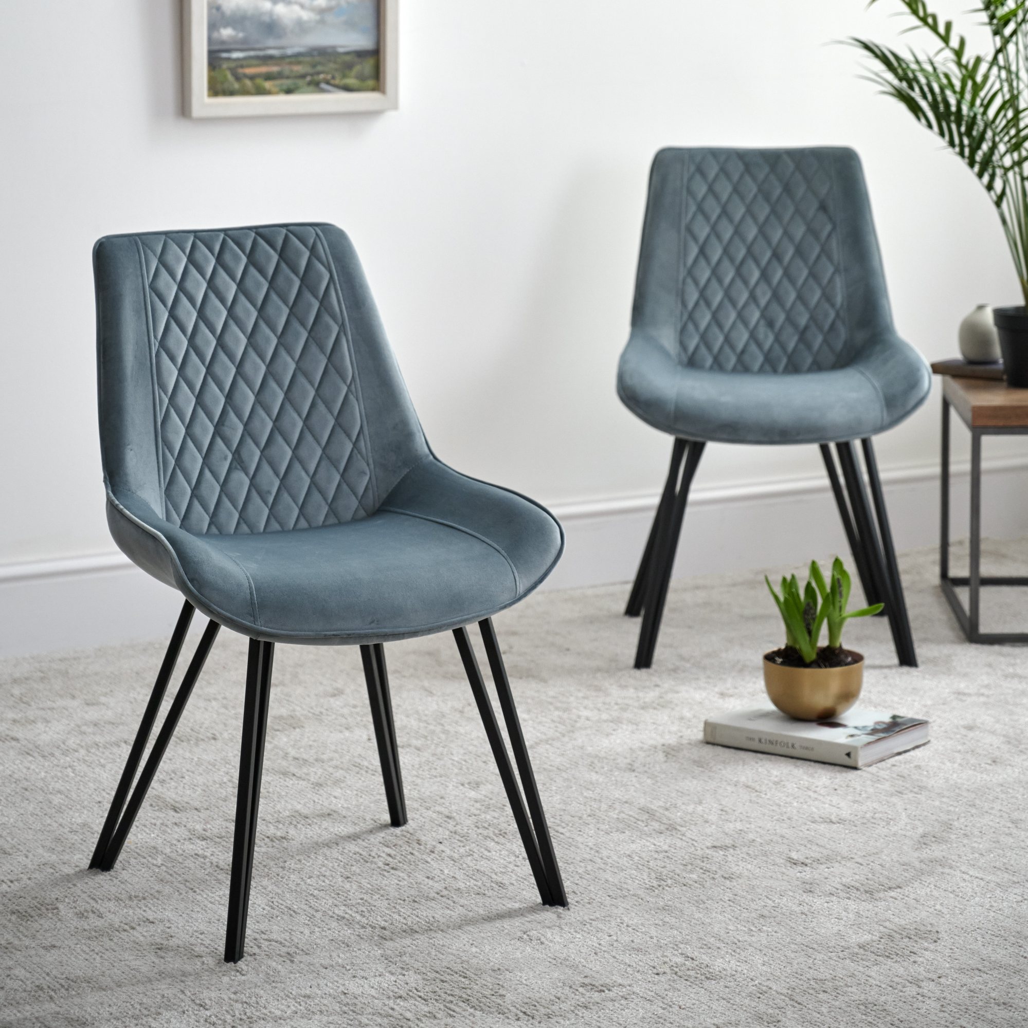 Dining Chair Pair, Light Blue - Chase - Woods Furniture