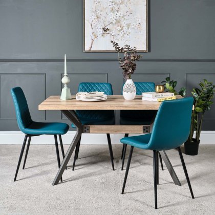 Kamala 140cm Dining Table & 4 Ripley Dining Chairs - Teal