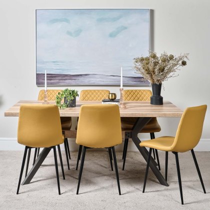 Kamala 180cm Dining Table & 6 Ripley Dining Chairs - Mustard