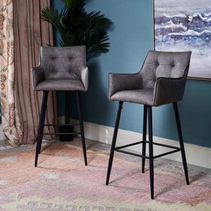 Marcus Bar Stool - Grey (Set of 2) Marcus Bar Stool - Grey (Set of 2)