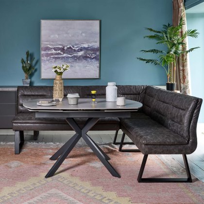 Toscana Grey Motion Table with Industrial Corner Bench - Grey Toscana Grey Motion Table with Industrial Corner Bench - Grey