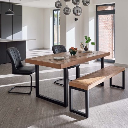 Adelaide 180cm Dining Table with 2 Firenza Chairs in Black with Adelaide 155cm Bench Adelaide 180cm Dining Table with 2 Firenza Chairs in Black with Adelaide 155cm Bench