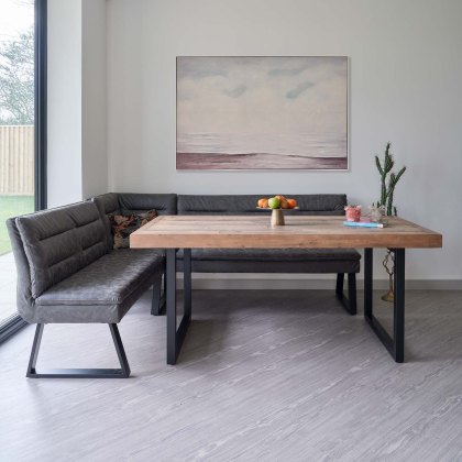 Adelaide 180cm Dining Table with Industrial Corner Bench in Grey Adelaide 180cm Dining Table with Industrial Corner Bench in Grey