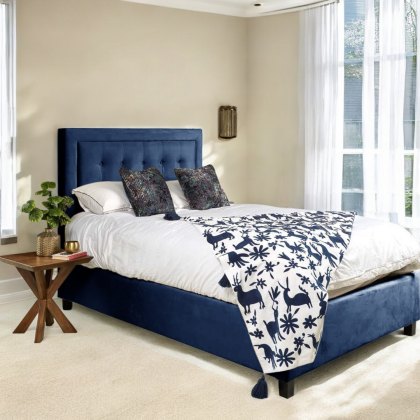 Camila Ottoman Double Bed - Dark Blue