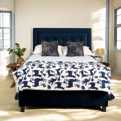 Camila Ottoman King Size Bed - Dark Blue