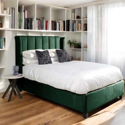 Santana Ottoman Double  Bed - Green