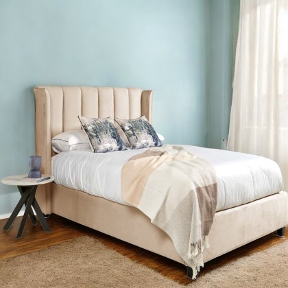 Santana Ottoman Double Bed - Cream