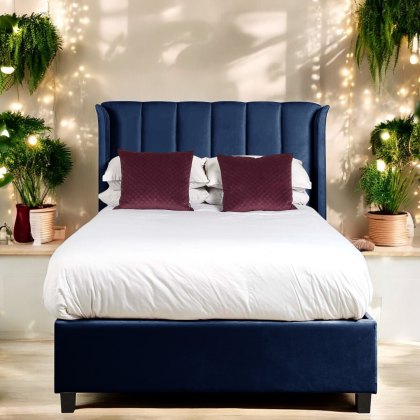 Santana Ottoman King Size Bed - Dark Blue