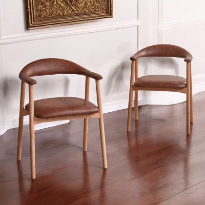 Albi Dining Chair - Retro Brandy / Oiled Oak Legs (Set of 2) Albi Dining Chair - Retro Brandy / Oiled Oak Legs (Set of 2)