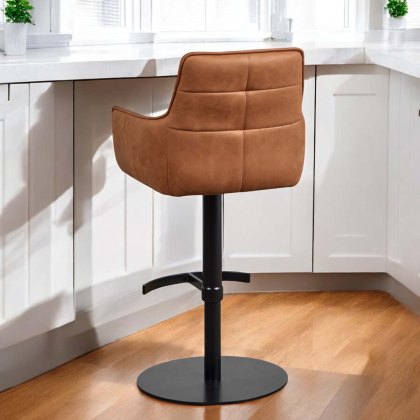 Arno Cognac Real Leather Bar Stool (Set of 2)