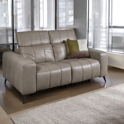 Oti 2 Seater Power Recliner Sofa in Elephant Grey Leather