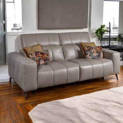 Oti 3 Seater Power Recliner Sofa in Elephant Grey Leather