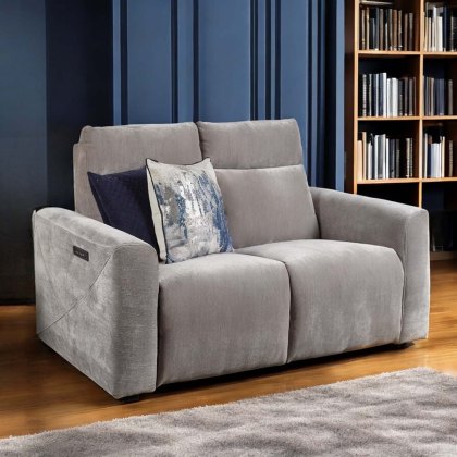 Brodie 2 Seater Sofa with Power and Massage in Granite Fabric