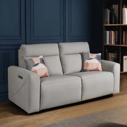 Brodie 3 Seater Sofa with Power and Massage in Grey Leather