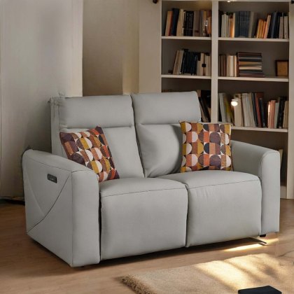 Brodie 2 Seater Sofa with Power and Massage in Grey Leather