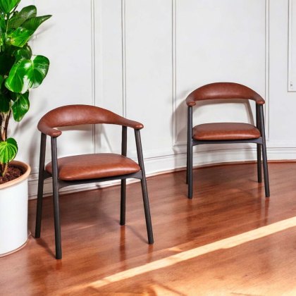 Albi Dining Chair - Retro Brandy / Dark Oak Legs (Set of 2) Albi Dining Chair - Retro Brandy / Dark Oak Legs (Set of 2)