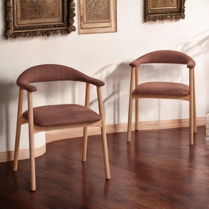 Albi Dining Chair - Copper / Oiled Oak Legs (Set of 2) Albi Dining Chair - Copper / Oiled Oak Legs (Set of 2)