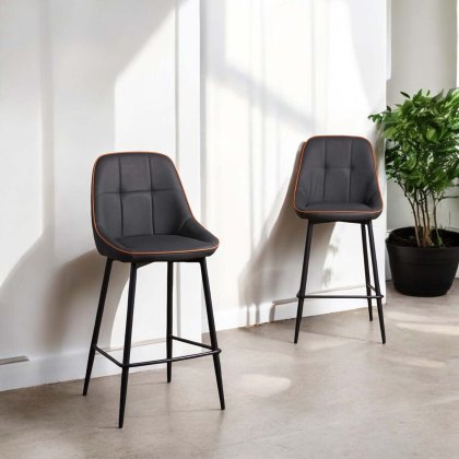Jasper Iron Grey Bar Stool With Marmalade Piping (Set of 2) Jasper Iron Grey Bar Stool With Marmalade Piping (Set of 2)
