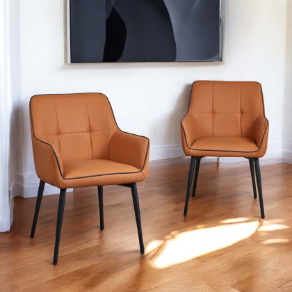 Woodley Marmalade Dining Chair With Iron Piping (Set of 2) Woodley Marmalade Dining Chair With Iron Piping (Set of 2)