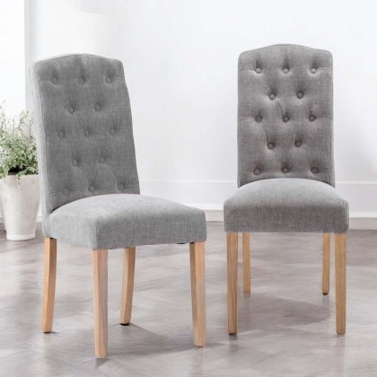 Boston Button Back Dining Chair in Grey (Set of 2) Boston Button Back Dining Chair in Grey (Set of 2)