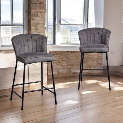 Tristan Grey Fabric Bar Stool (Set of 2) Tristan Grey Fabric Bar Stool (Set of 2)