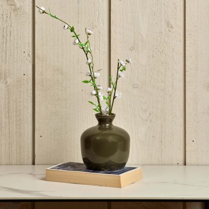 Round Glass Vase in Green Gold - Small Round Glass Vase in Green Gold - Small