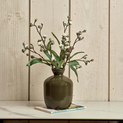 Round Glass Vase in Green Gold - Large Round Glass Vase in Green Gold - Large