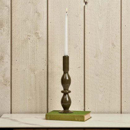 Oval Glass Candle Stick in Green Gold Oval Glass Candle Stick in Green Gold