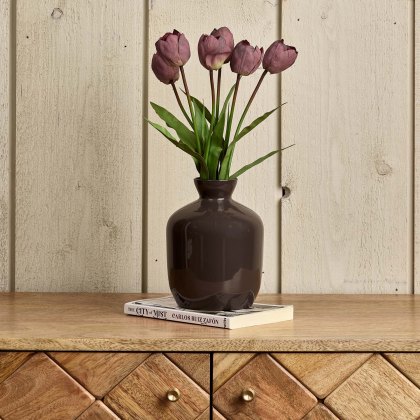 Round Glass Vase in Carbon - Large Round Glass Vase in Carbon - Large