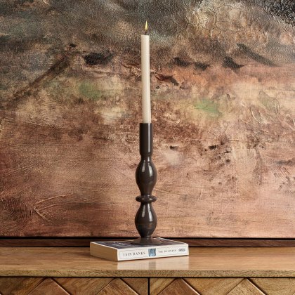 Oval Glass Candle Stick in Carbon Oval Glass Candle Stick in Carbon