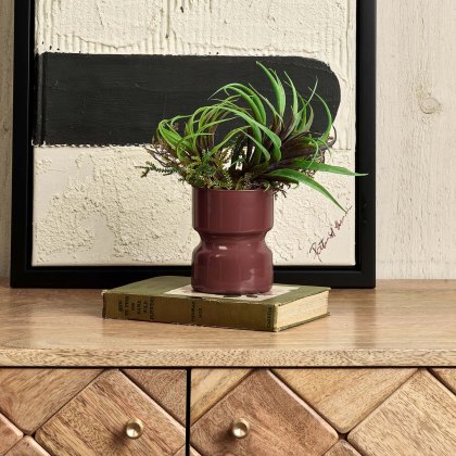 Glass Drum Vase in Cherry - Small Glass Drum Vase in Cherry - Small