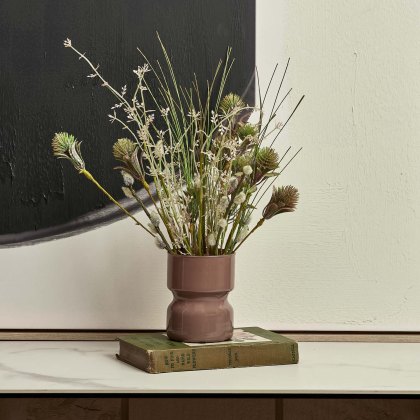 Glass Drum Vase in Misty Rose - Small Glass Drum Vase in Misty Rose - Small